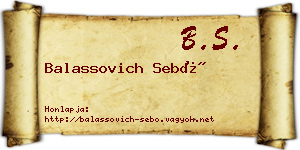 Balassovich Sebő névjegykártya